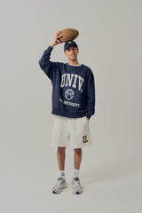 The University. カレッジロゴ スウェット WHITE/NAVY