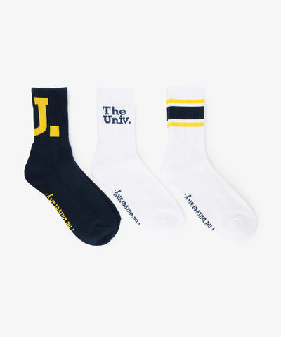 The Univ. 3Pソックス メンズ25-27cm NAVY