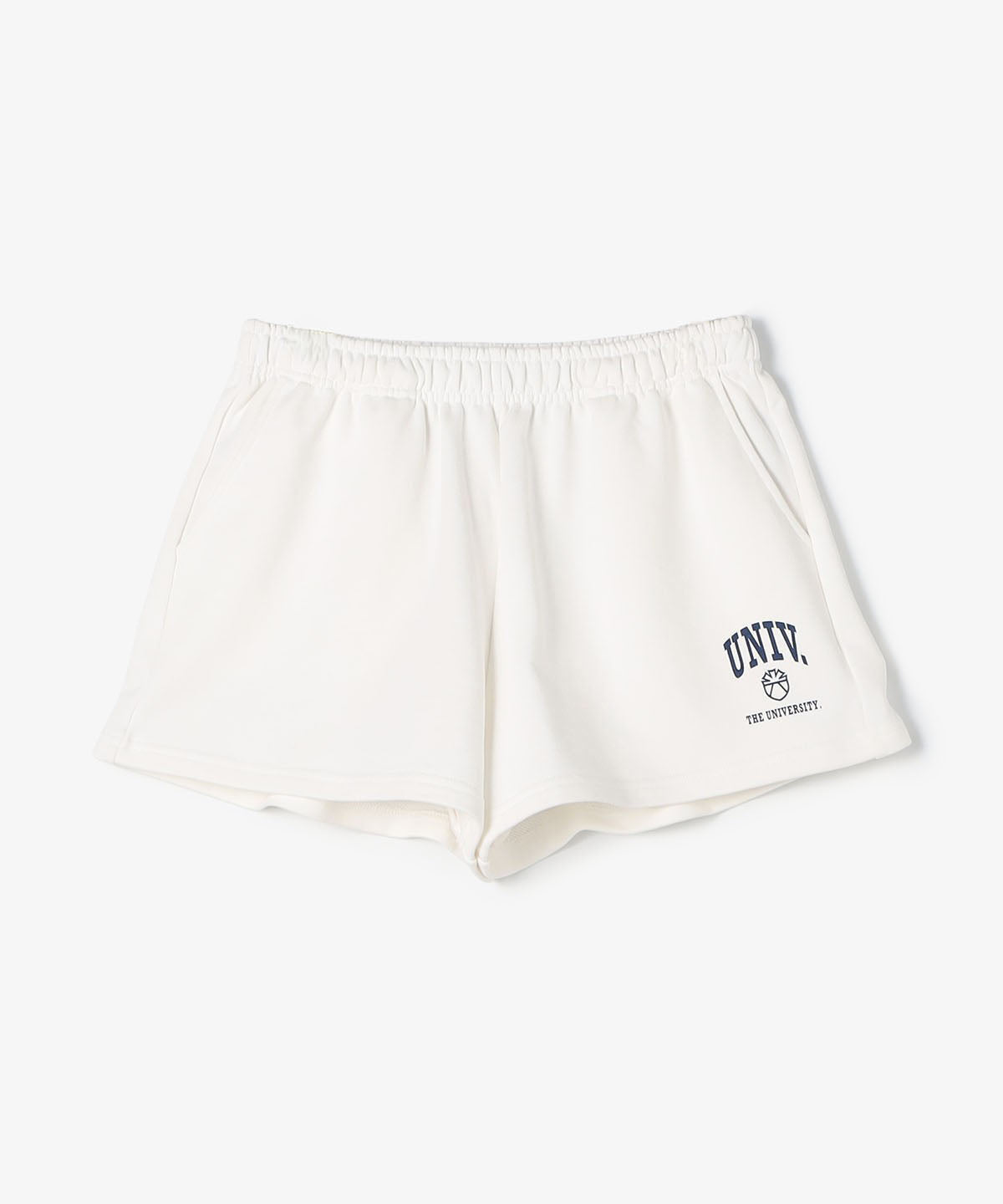The University. カレッジロゴ スウェットショートパンツ WHITE