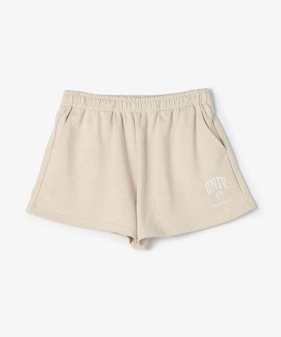 The University. カレッジロゴ スウェットショートパンツ BEIGE