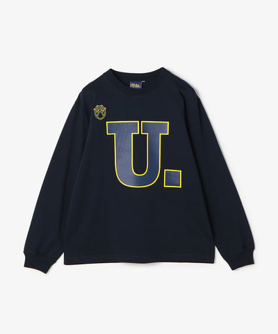 Uロゴふちあり　ロンT　NAVY