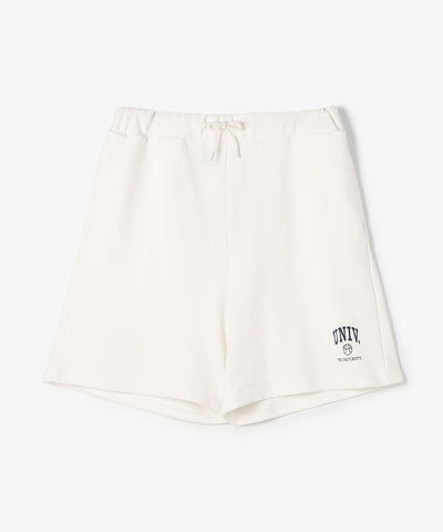 The University. カレッジロゴ スウェットハーフパンツ WHITE
