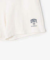 The University. カレッジロゴ スウェットハーフパンツ WHITE
