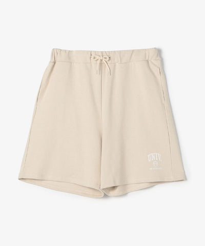 The University. カレッジロゴ スウェットハーフパンツ BEIGE