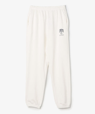 The University. カレッジロゴ スウェットロングパンツ WHITE