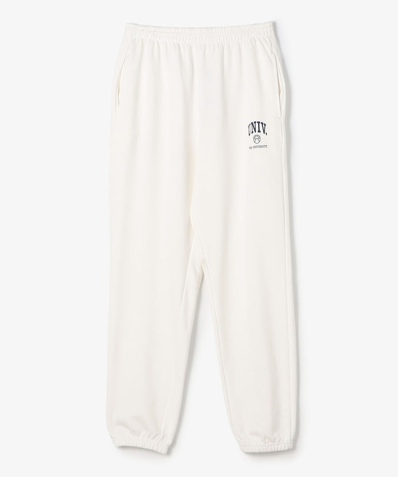 The University. カレッジロゴ スウェットロングパンツ WHITE