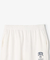 The University. カレッジロゴ スウェットロングパンツ WHITE