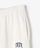 The University. カレッジロゴ スウェットロングパンツ WHITE