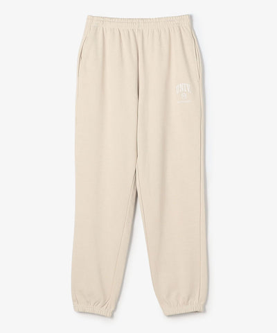 The University. カレッジロゴ スウェットロングパンツ BEIGE