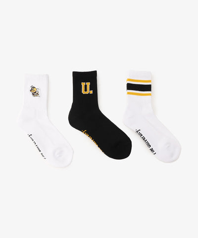 UNIV　football　3Pソックス　ウィメンズ23-25cm　BLACK