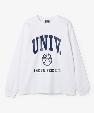 The University. カレッジロゴ ロンT WHITE