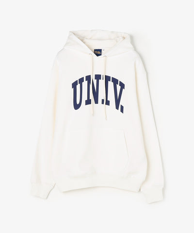 UNIV. アーチロゴ スウェットパーカー WHITE